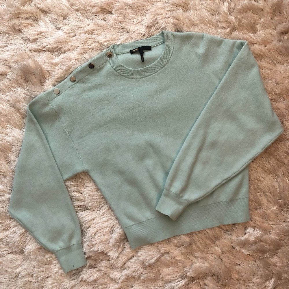 Maje Marlina Shoulder Button Sweater drop shoulders, size 1/XS/S, H18MARLINA